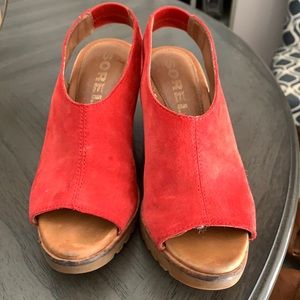 SOREL Red Sling Back Wedges